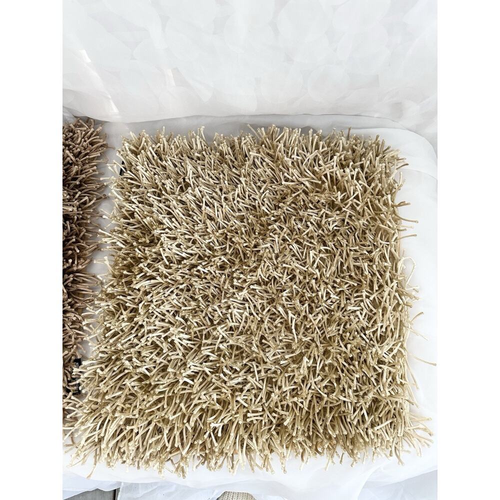 Set Of 3 BEIGE SHAGGY Square Throw Accent Pillows Carlo Perazzi Designer MODERN - Picture 6 of 12